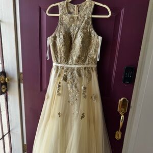 Elegant Gold Embroidered Gown